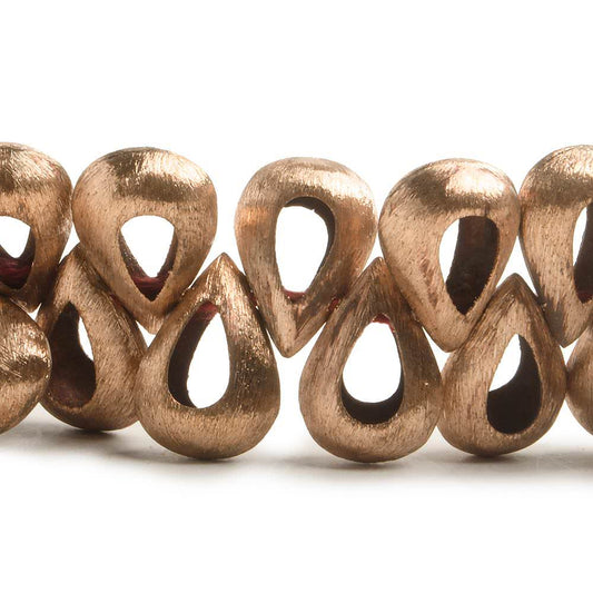 18x12mm Copper Brushed Pear with Center Void 8 inch 33 pcs
