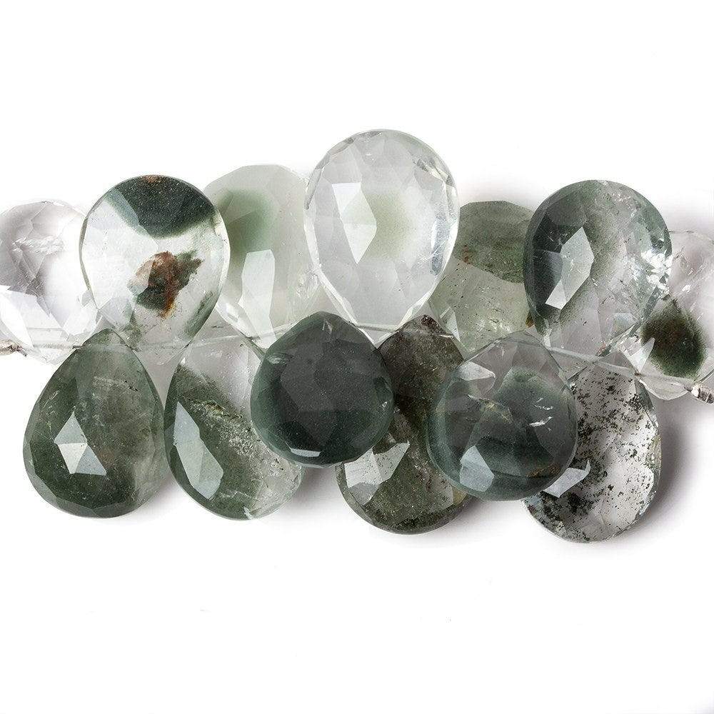 18x13-20x14mm Moss Quartz Faceted Pear 13 pieces