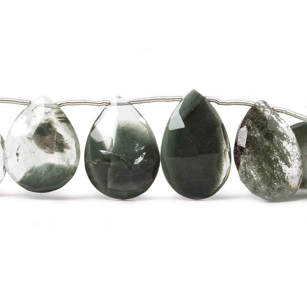 18x13-20x14mm Moss Quartz Faceted Pear 13 pieces