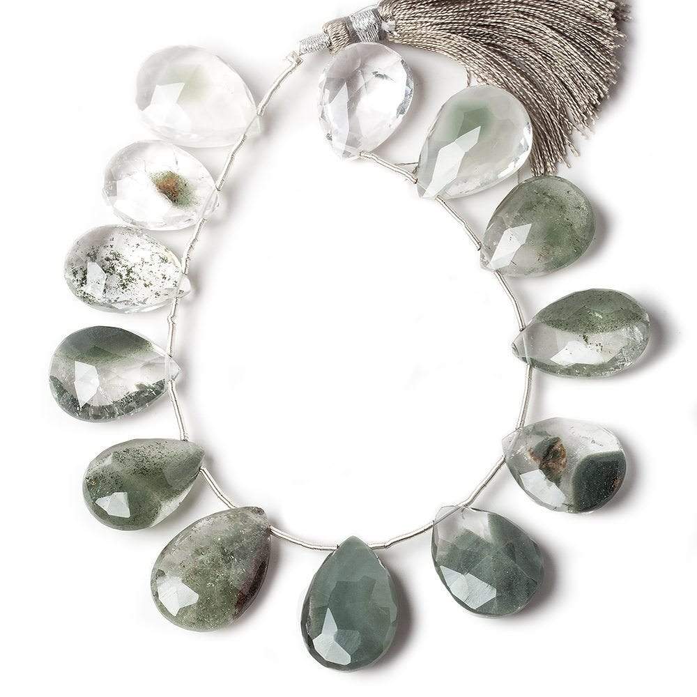 18x13-20x14mm Moss Quartz Faceted Pear 13 pieces