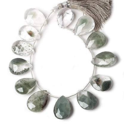 18x13-20x14mm Moss Quartz Faceted Pear 13 pieces