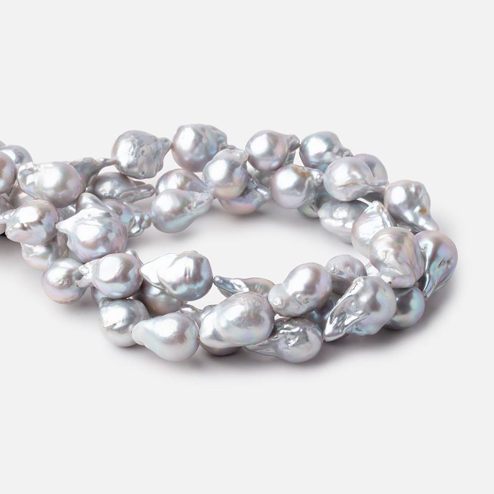 18x13-23x14mm Silver Ultra Baroque Freshwater Pearls 15.5 inch 19 pieces AA