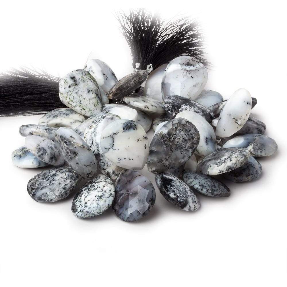 18x13-23x16mm Dendritic Opal Faceted Pear Briolette 8 inch 39 beads AA