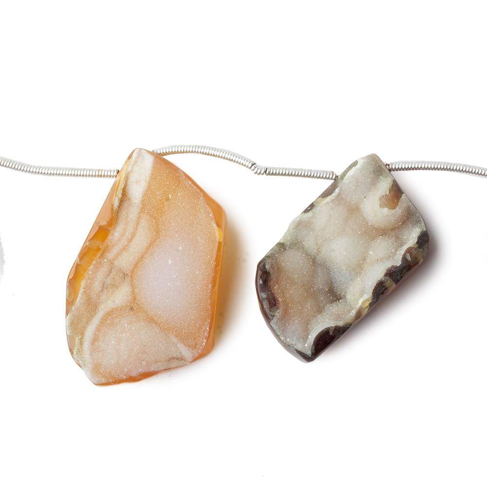 18x13-34x22mm Toffee Agate Drusy Freeform Beads 11 pieces