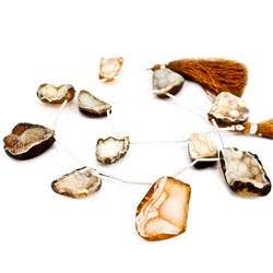 18x13-34x22mm Toffee Agate Drusy Freeform Beads 11 pieces