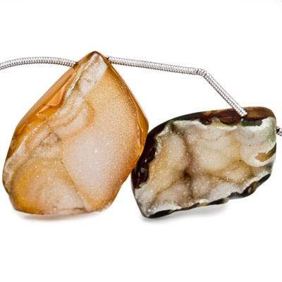 18x13-34x22mm Toffee Agate Drusy Freeform Beads 11 pieces