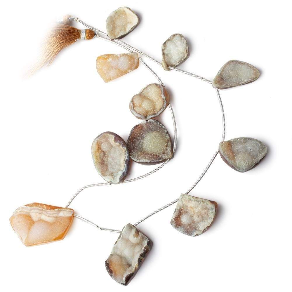 18x13-34x22mm Toffee Agate Drusy Freeform Beads 11 pieces