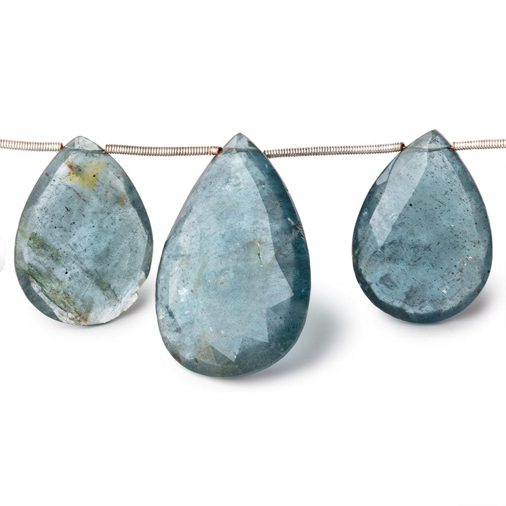 18x13-35x24mm Moss Aquamarine Faceted Pear Beads 9 inch 12 pieces