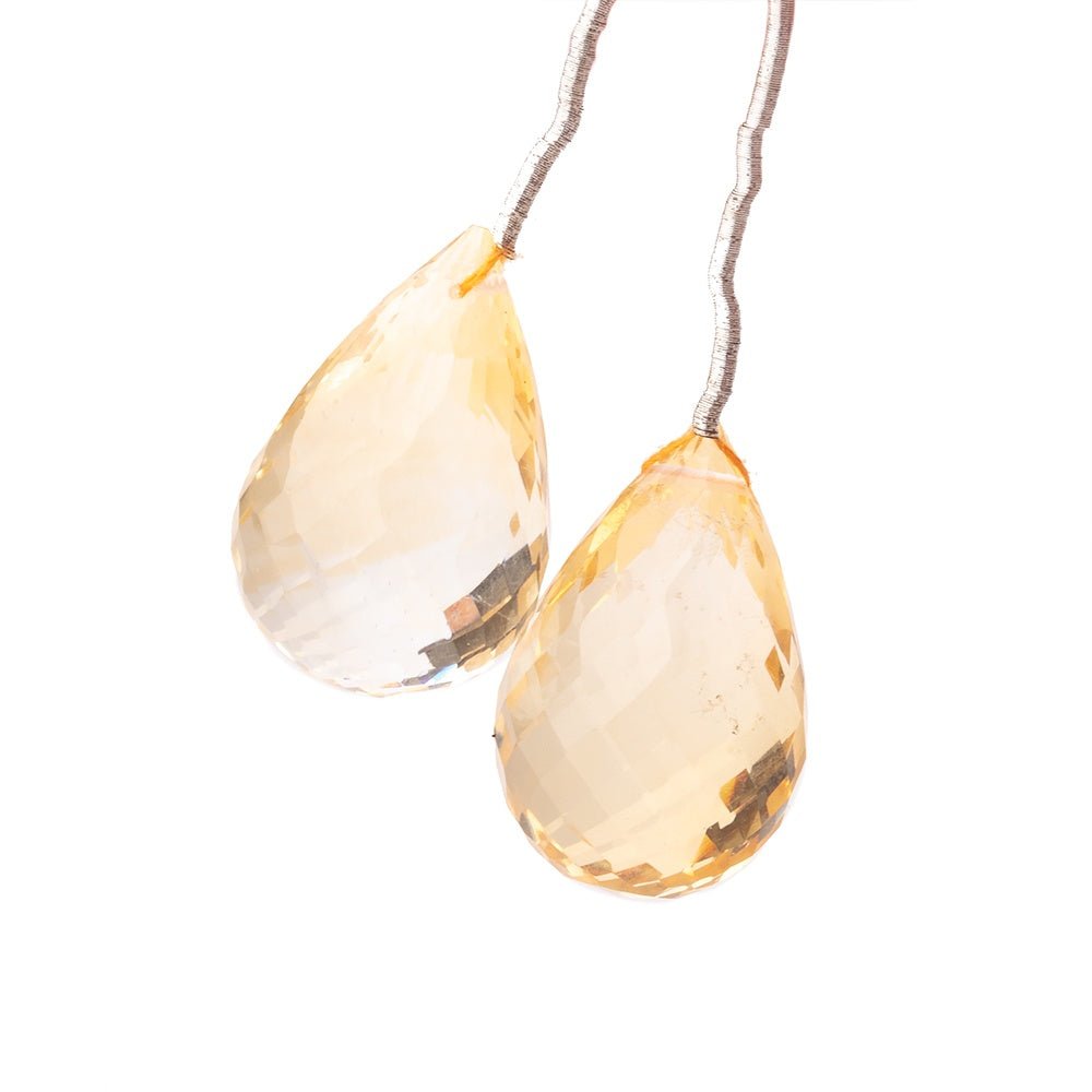 18x13mm Citrine Faceted Tear Drop Focal Bead Set of 2