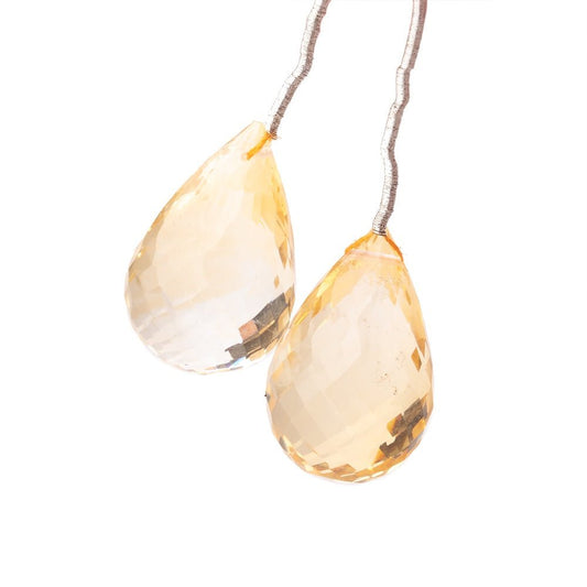 18x13mm Citrine Faceted Tear Drop Focal Bead Set of 2