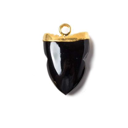 18x13mm Gold Leafed Black Chalcedony Shark Tooth Focal Pendant 1 piece