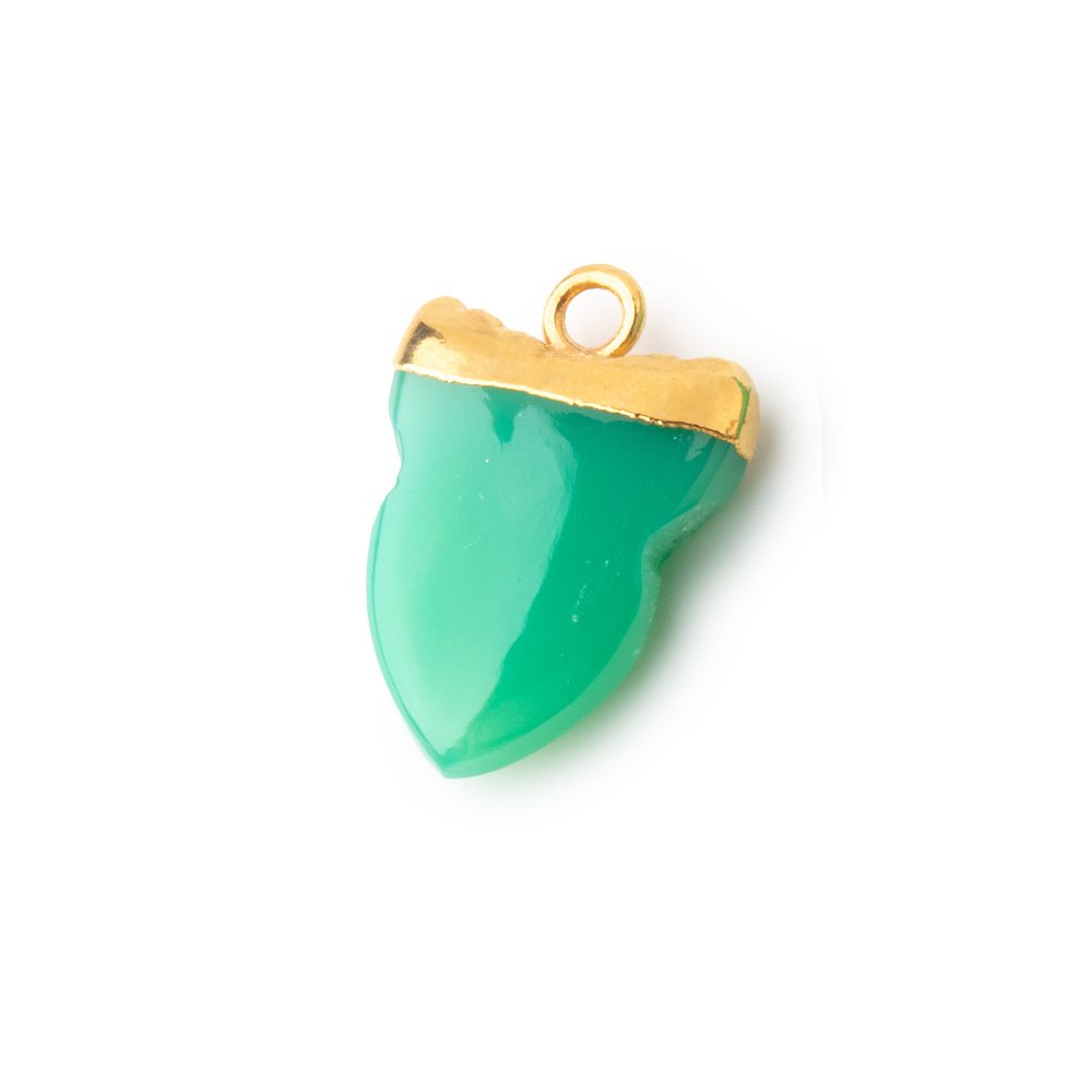 18x13mm Gold Leafed Green Onyx Shark Tooth Pendant 1 piece