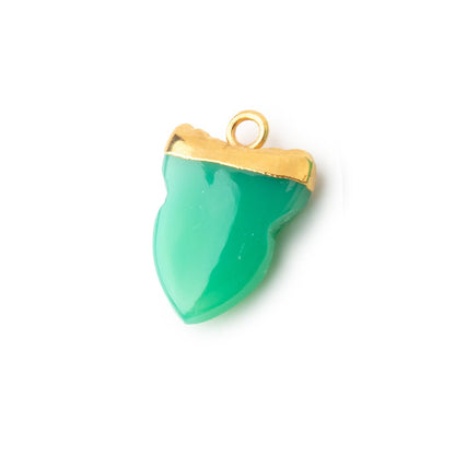 18x13mm Gold Leafed Green Onyx Shark Tooth Pendant 1 piece