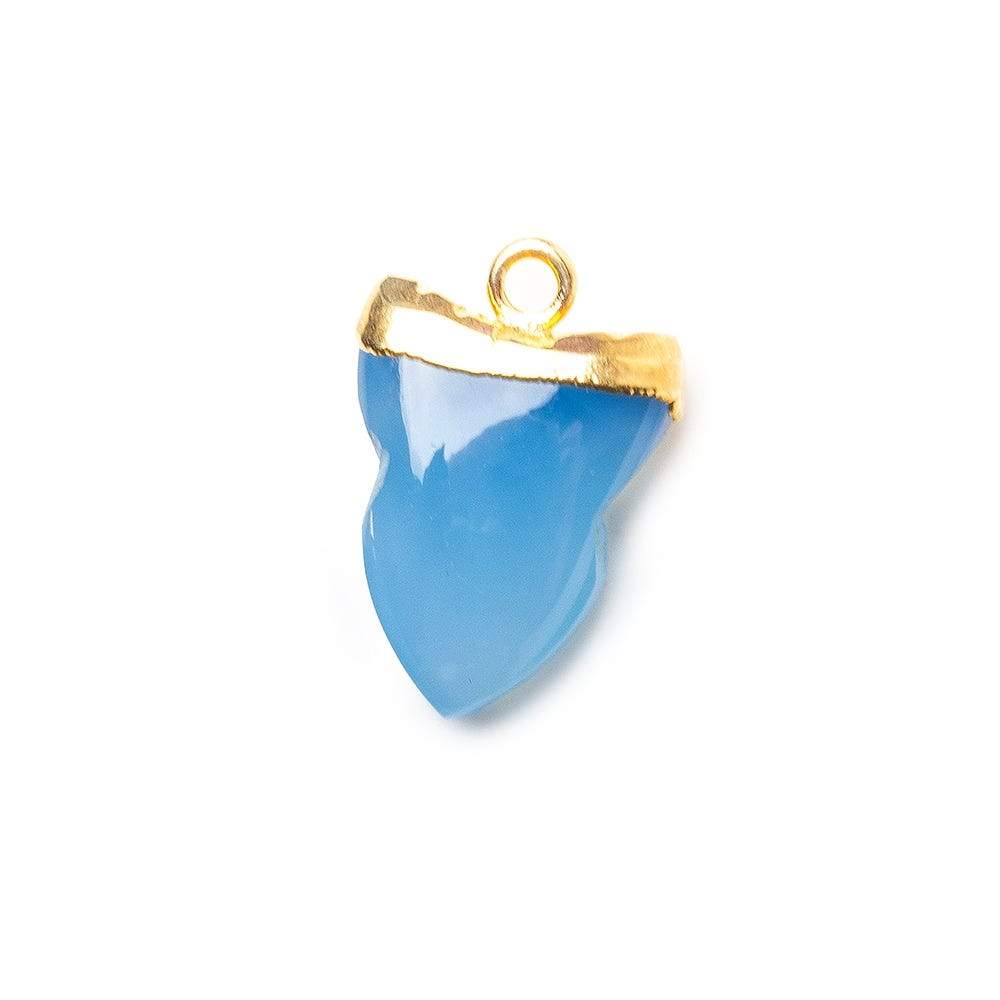 18x13mm Gold Leafed Royal Blue Chalcedony Shark Tooth Pendant 1 piece