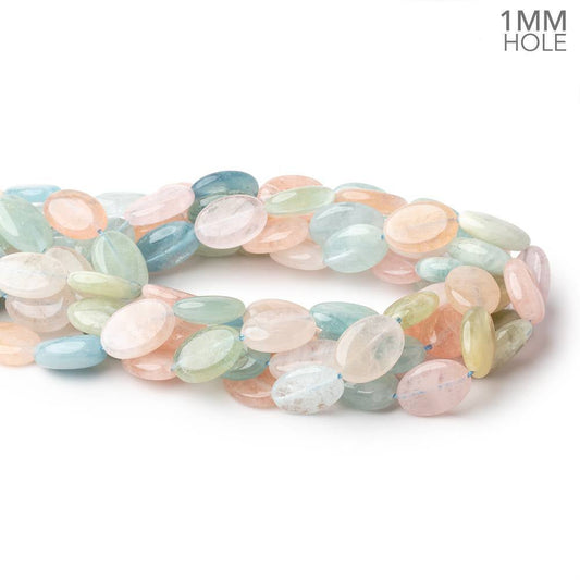 18x13mm Multi Color Beryl Plain Oval 15.5 inch 23 Beads 1mm Drill Hole