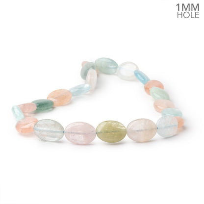 18x13mm Multi Color Beryl Plain Oval 15.5 inch 23 Beads 1mm Drill Hole