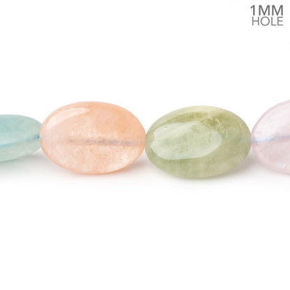 18x13mm Multi Color Beryl Plain Oval 15.5 inch 23 Beads 1mm Drill Hole