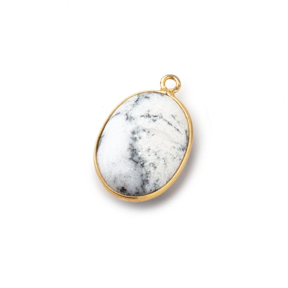 18x13mm Vermeil Bezel Dendritic Opal Plain Oval Pendant 1 piece
