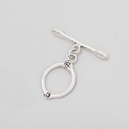 18x14mm Antiqued Sterling Silver Oval Toggle Art Deco Design 1 piece