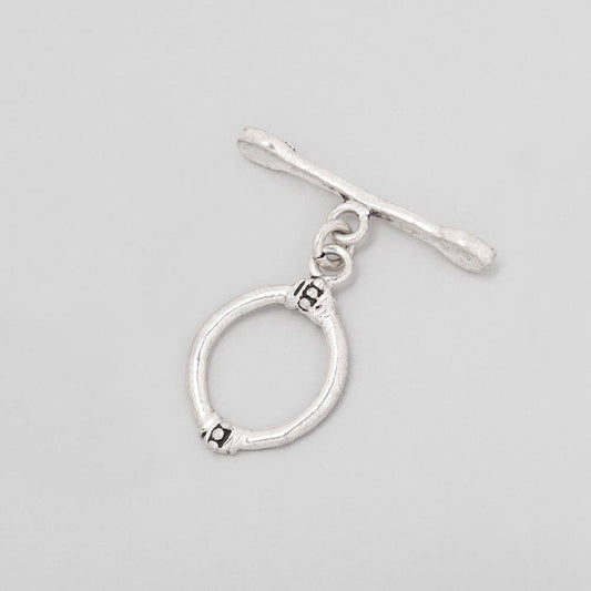 18x14mm Antiqued Sterling Silver Oval Toggle Art Deco Design 1 piece