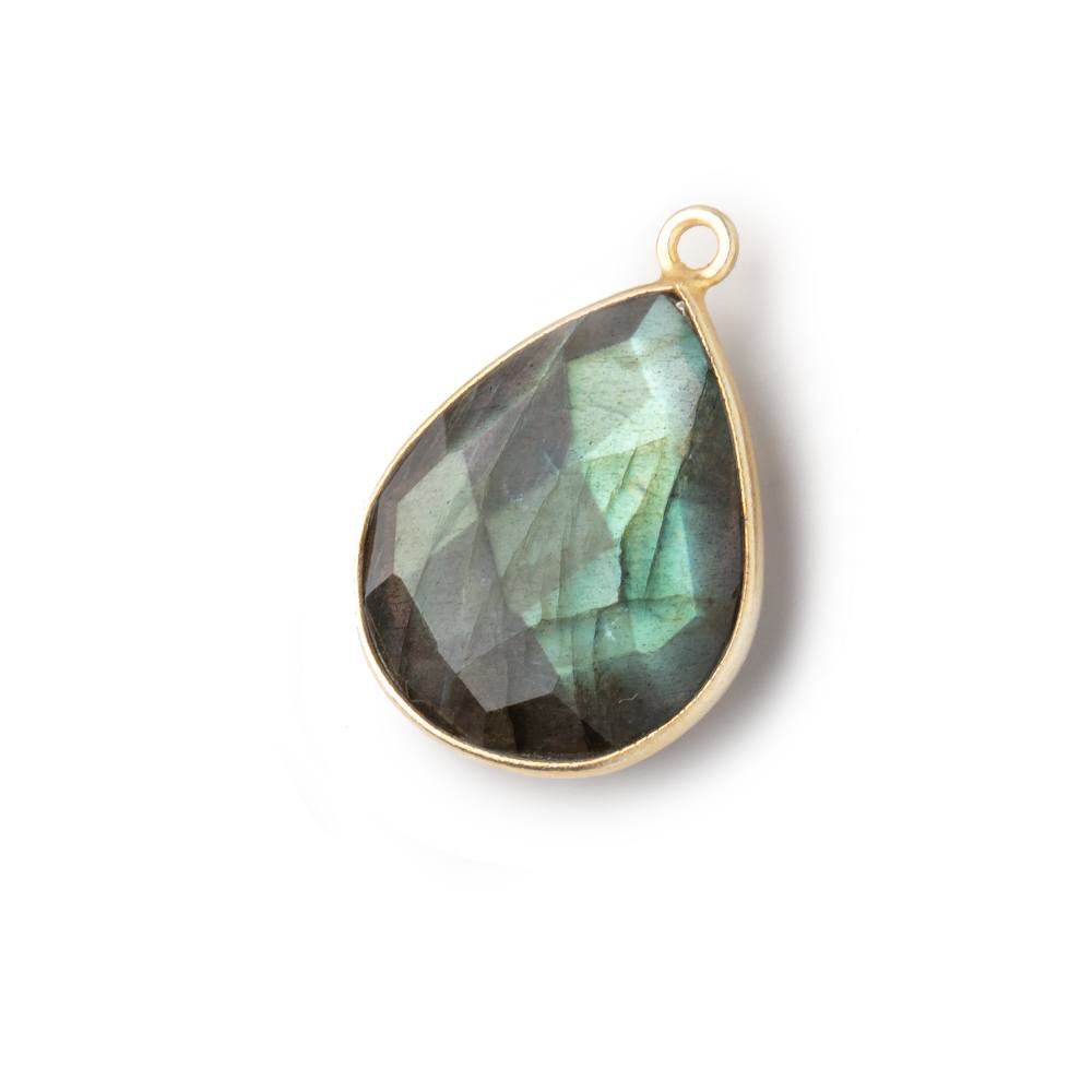 18x15mm Vermeil Bezel Labradorite Faceted Pear Pendant 1 Focal bead