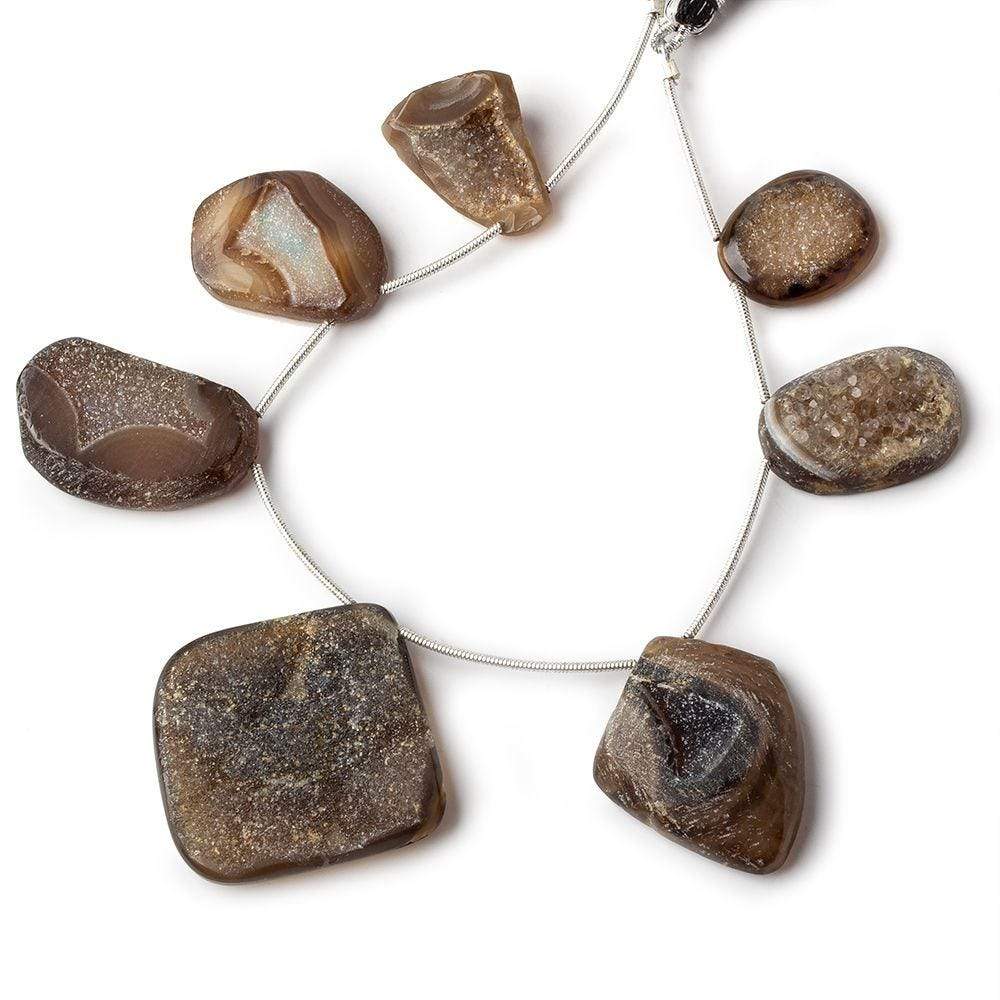 18x16-36x36mm Tri-Color Brown Drusy Freeform Beads 7 inch 7 pieces