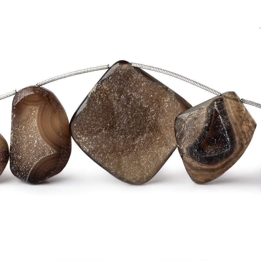 18x16-36x36mm Tri-Color Brown Drusy Freeform Beads 7 inch 7 pieces