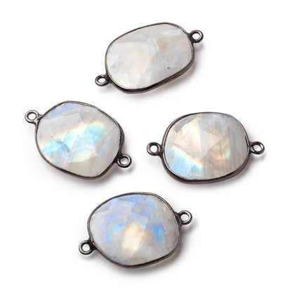 18x17-20x16mm Black Gold .925 Bezel Rainbow Moonstone Nugget Connector 1 piece