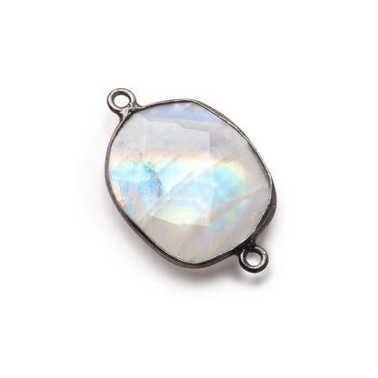 18x17-20x16mm Black Gold .925 Bezel Rainbow Moonstone Nugget Connector 1 piece