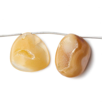 18x17-27x21mm Creme Brulee Yellow Agate Drusy Freeform Beads 5 pieces