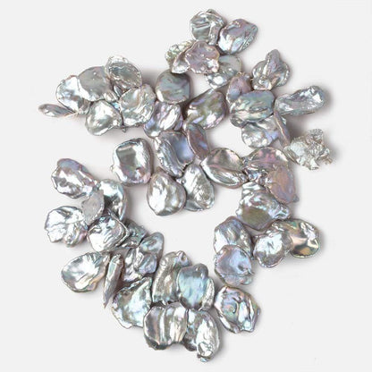 18x18-30x19mm Silver Peacock Ultra Keshi Freshwater Pearls 18 inch 51 pcs AAA