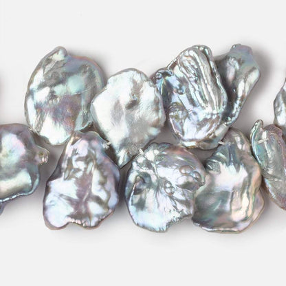 18x18-30x19mm Silver Peacock Ultra Keshi Freshwater Pearls 18 inch 51 pcs AAA