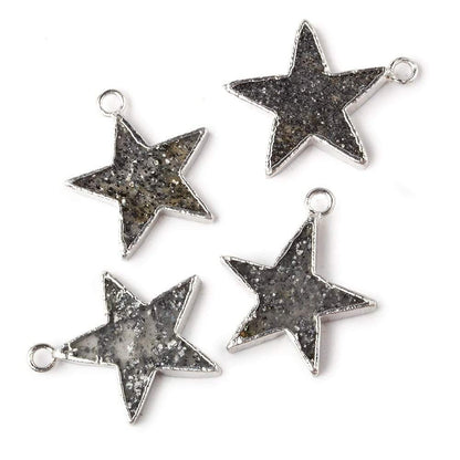 18x18mm Silver  Leafed Celestial Quartz Star Pendant 1 focal bead