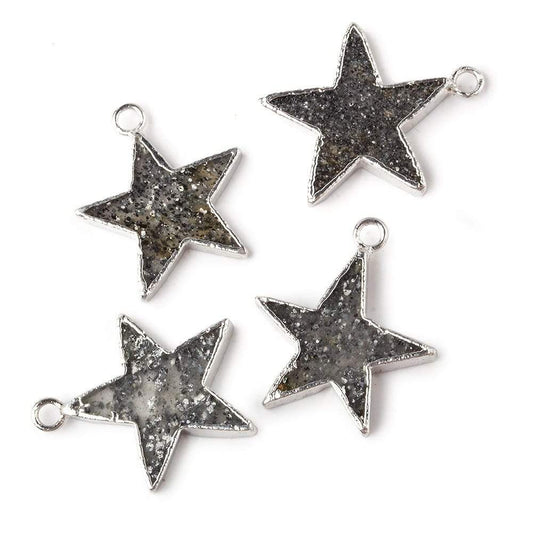 18x18mm Silver  Leafed Celestial Quartz Star Pendant 1 focal bead