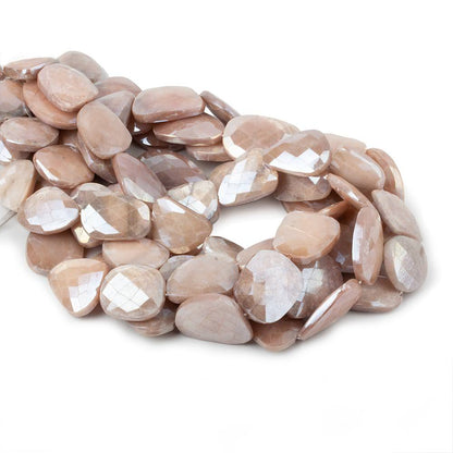 18x19-25x17mm Mystic Peach Moonstone Faceted Flat Nuggets 13.5 inch 13 beads