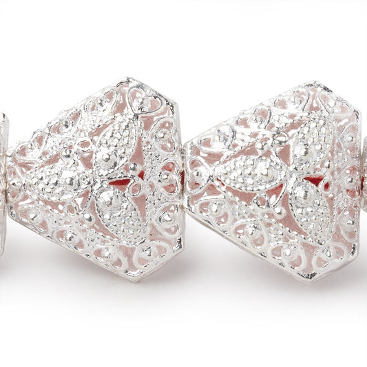 18x20mm Sterling Silver Plated Copper Filigree Triangle 8 inch 11 Beads