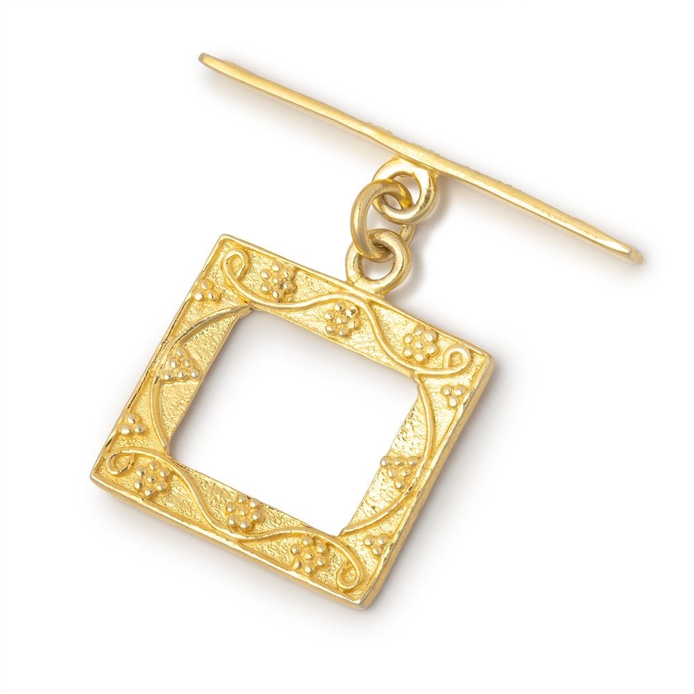 18x20mm Vermeil Rectangular Floral Toggle 1 piece