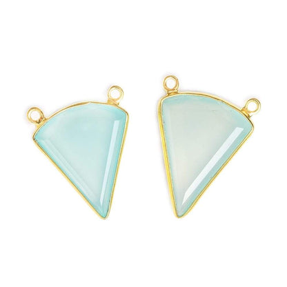 18x21.5mm Vermeil Bezel Sea Green Chalcedony Triangle Connector 1 piece