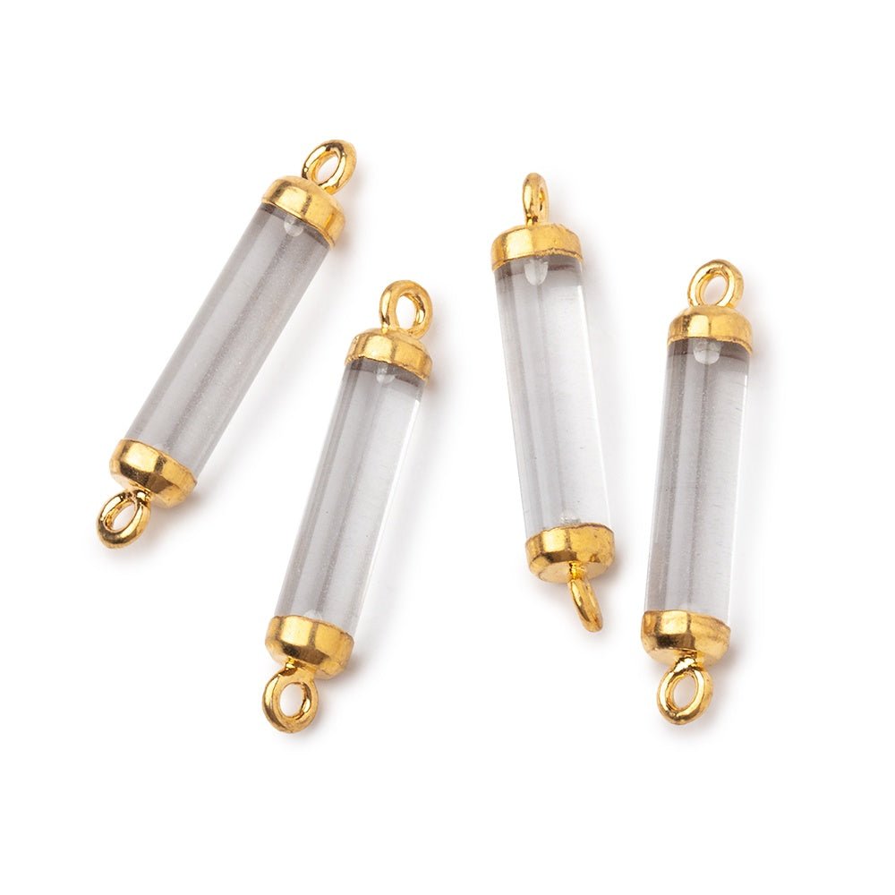 18x4mm Gold Leafed Crystal Quartz Tube Focal Connector 1 piece