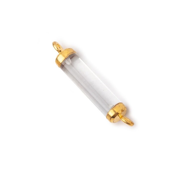 18x4mm Gold Leafed Crystal Quartz Tube Focal Connector 1 piece