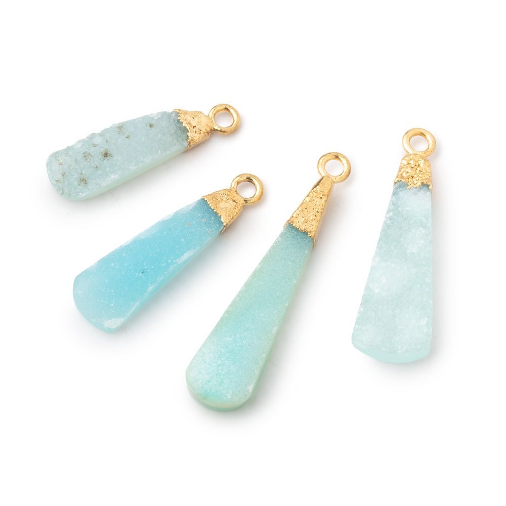 18x6-29x7mm Gold Leafed Seafoam Drusy Pear Pendant 1 focal piece