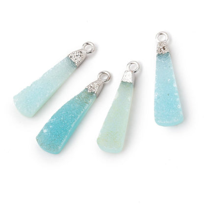 18x7-24x8mm Silver Leafed Seafoam Drusy Pear Pendant 1 focal piece