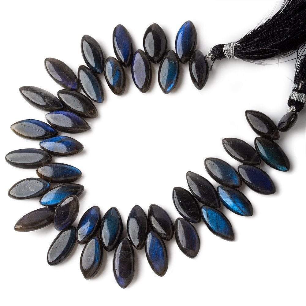18x8-17x7mm Black Labradorite Top Drilled Plain Marquise Beads 8 inch 40 pieces A