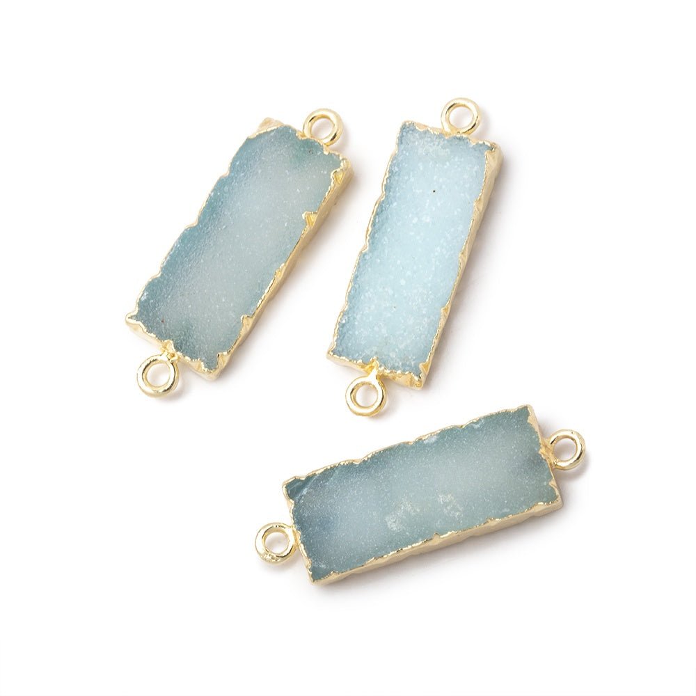 18x8mm Gold Leafed Blue Drusy Bar Connector 1 focal piece