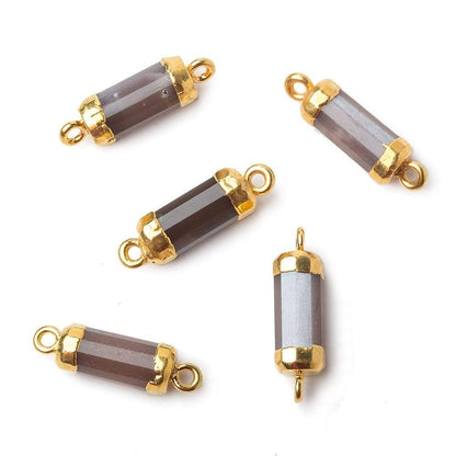 18x8mm Gold Leafed Chocolate Moonstone faceted barrel tube Connector 1 piece