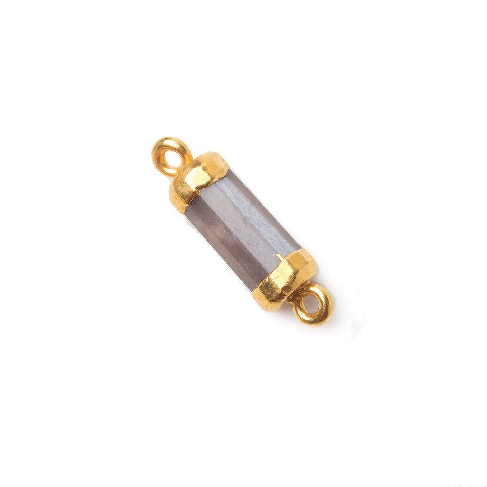18x8mm Gold Leafed Chocolate Moonstone faceted barrel tube Connector 1 piece