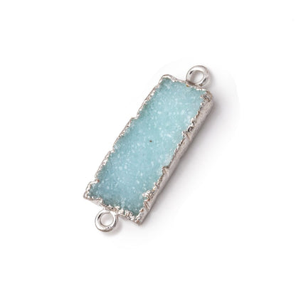 18x8mm Silver Leafed Blue Drusy Bar Connector 1 focal piece