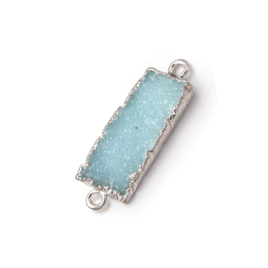 18x8mm Silver Leafed Blue Drusy Bar Connector 1 focal piece