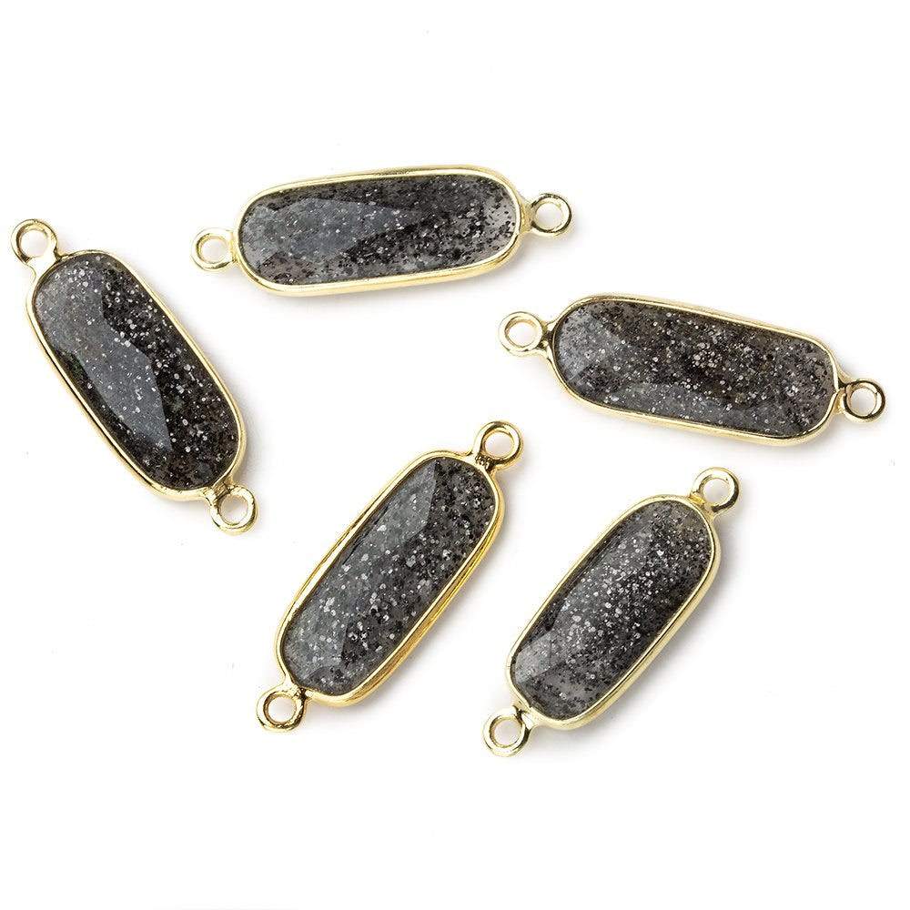 18x8mm Vermeil Bezeled Celestial Quartz elongated oval Connector 1 focal bead