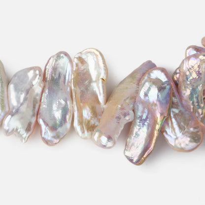 18x9-35x11mm Tri Color Side Drilled Biwa Freshwater Pearls 15 inch 44 pcs AA